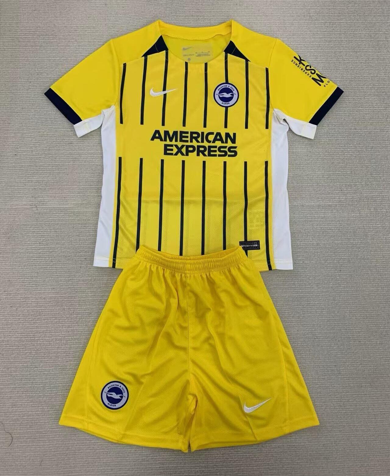 Kids-Brighton 24/25 Away Yellow Soccer Jersey